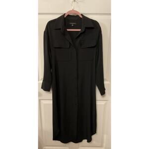 Banana Republic Black Maxi Long Sleeve Button Down Shirt Dress, S